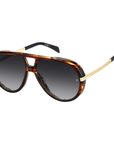 David Beckham DB99 Voyager 21K 30 Brown Horn Gold - Dark Grey Shaded Sunglasses