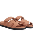 Hermès Chypre Sandals Suede Nude Goatskin