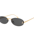Fendi FE4075US 30A First Crystal Oval Sunglasses with Gold frame and Black Lens