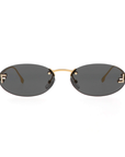 Fendi FE4075US 30A First Crystal Oval Sunglasses with Gold frame and Black Lens
