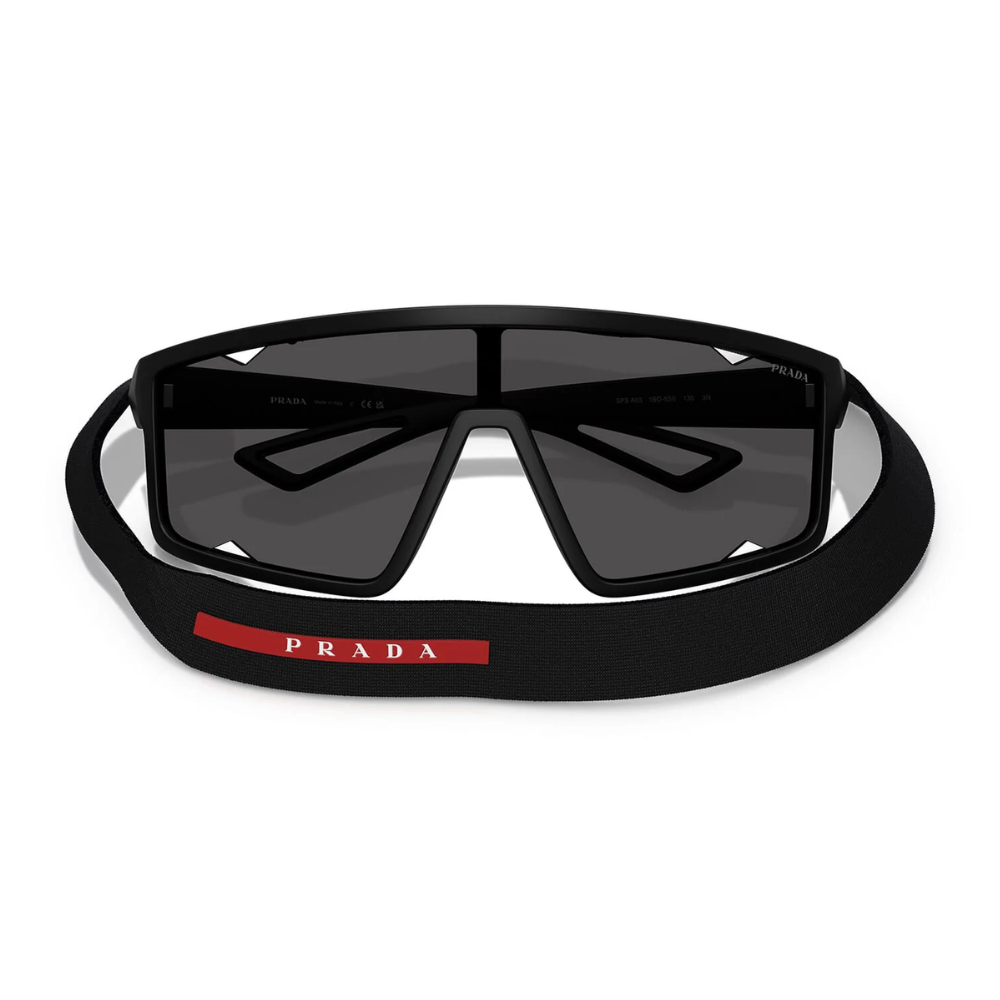 Prada Linea Rossa SPS A03 180-5S0 Matte Black Frame Dark Grey Lens Sunglasses