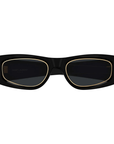 Saint Laurent SLM140RIM 001 Shiny Black Rectangular Sunglasses