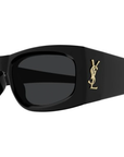 Saint Laurent SLM140RIM 001 Shiny Black Rectangular Sunglasses