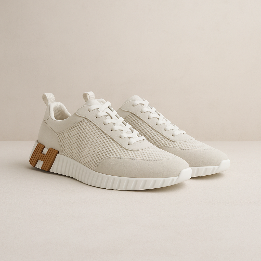 Hermès Bouncing Sneaker White Mesh Blanc Brown