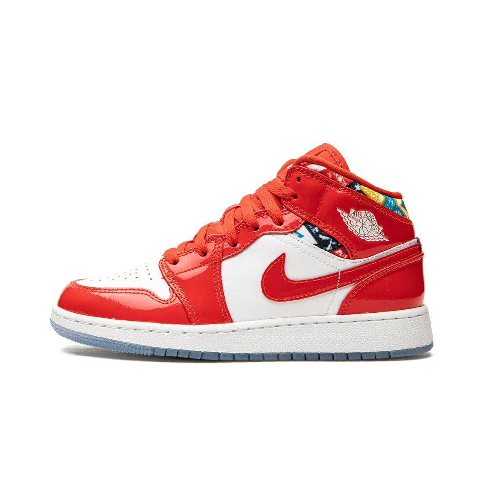 Air Jordan 1 Mid "Barcelona Sweater Red Patent" (GS)