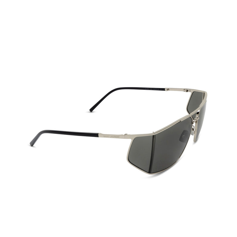 Saint Laurent SL750 002 Grey Shiny Silver Shield Sunglasses