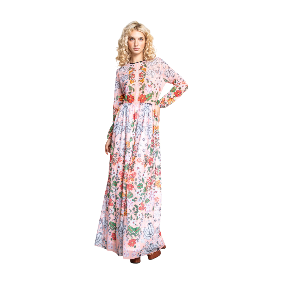 Sugarbird Jozefa Maxi Kalotaszeg Peach Dress