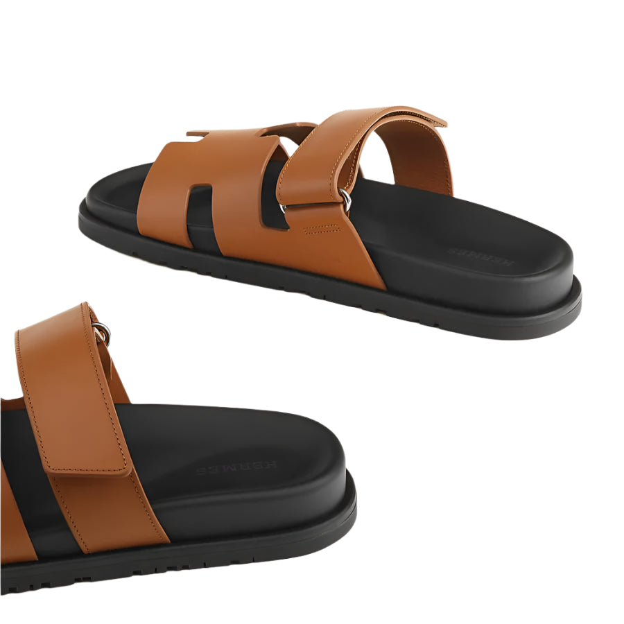 Hermès Chypre Sandal Brown Tan Leather