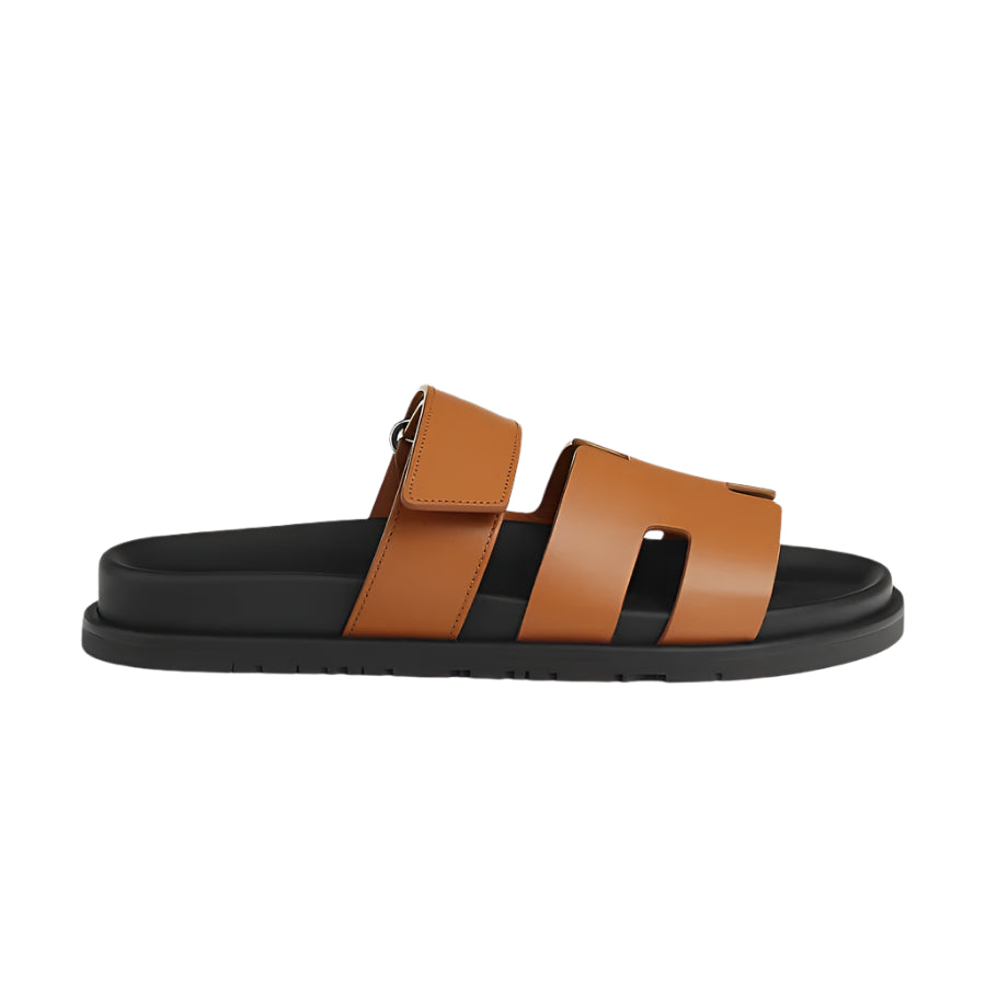 Hermès Chypre Sandal Brown Tan Leather