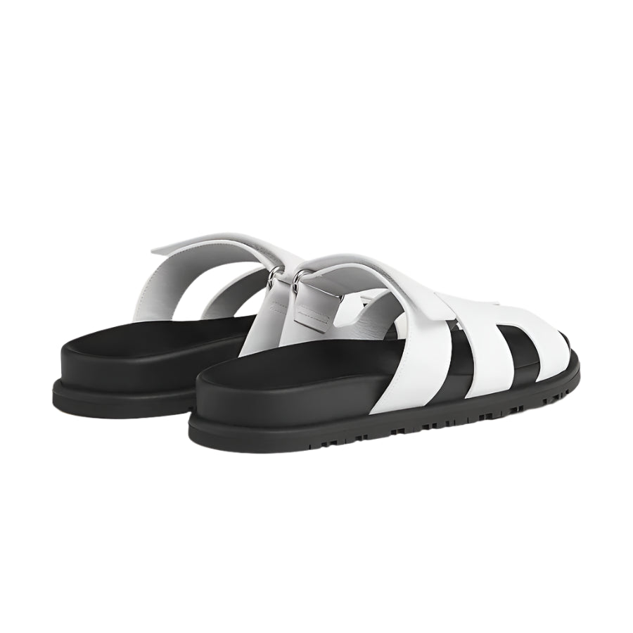 Hermès Chypre Sandal White Leather