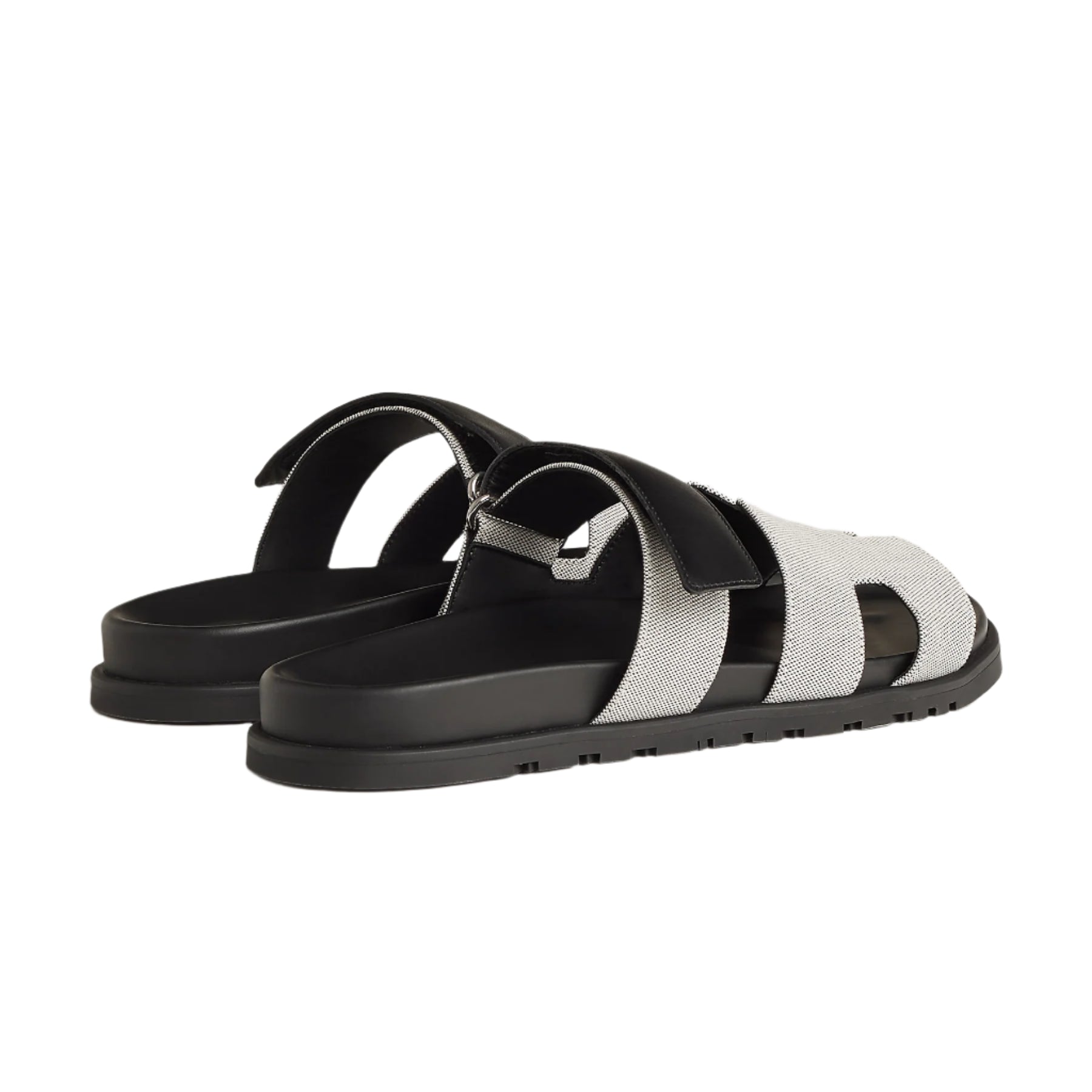Hermès Chypre Sandal Toile Veau Prunoir/ Noir