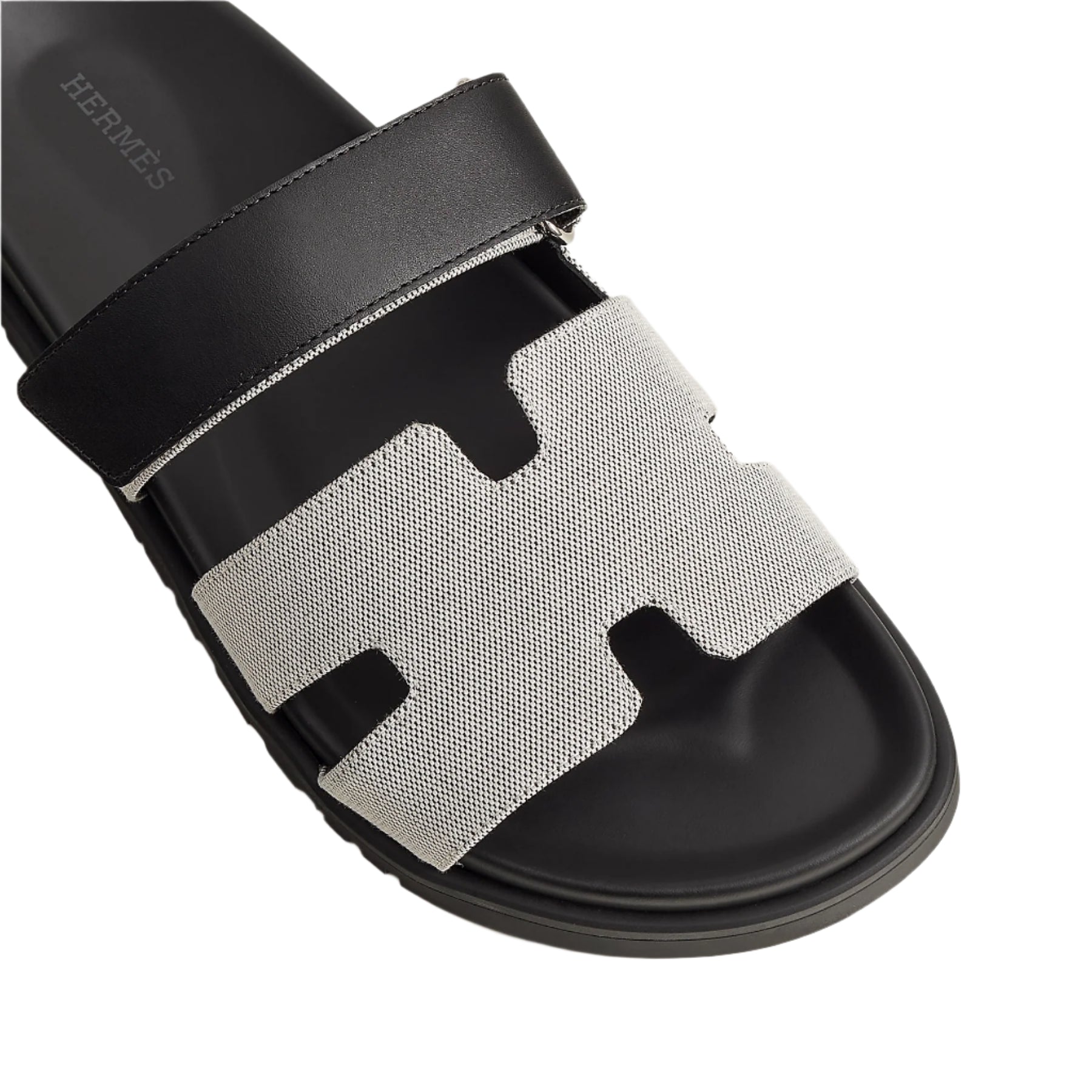 Hermès Chypre Sandal Toile Veau Prunoir/ Noir
