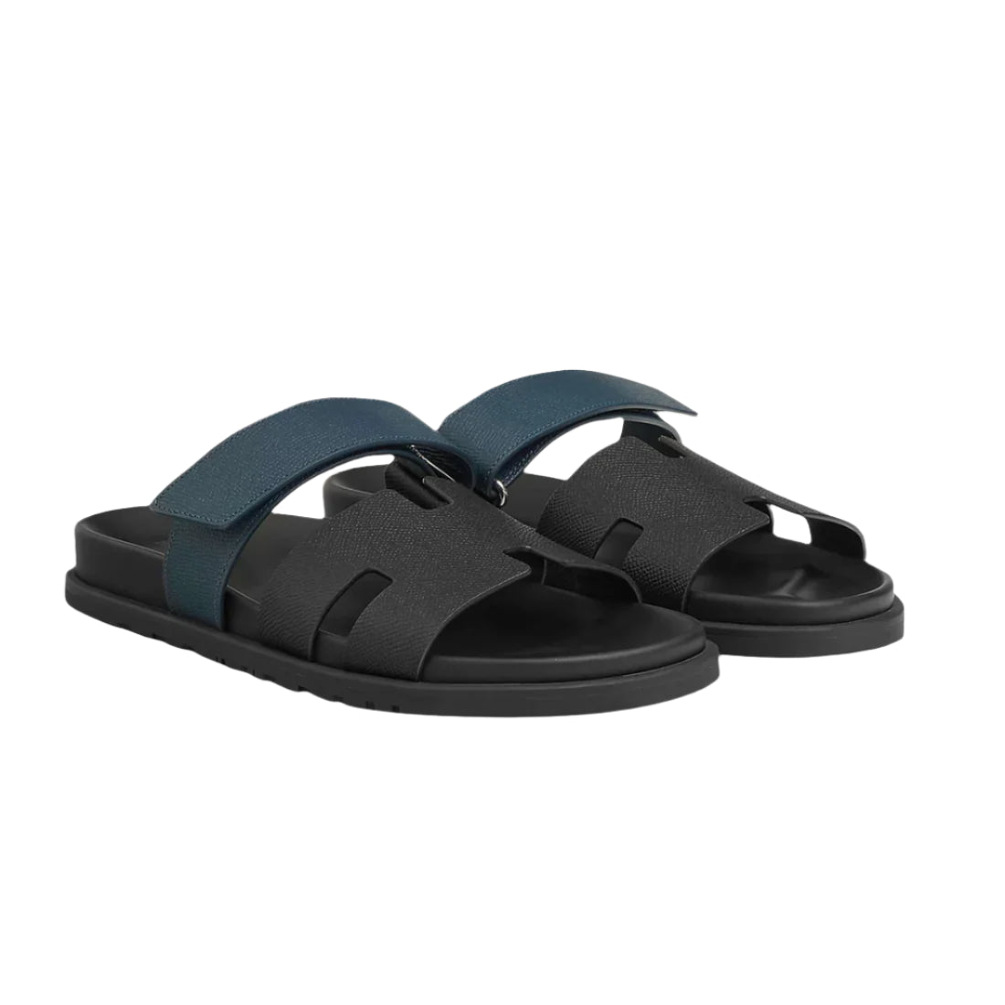 Hermès Chypre Sandal Black with Blue Strap