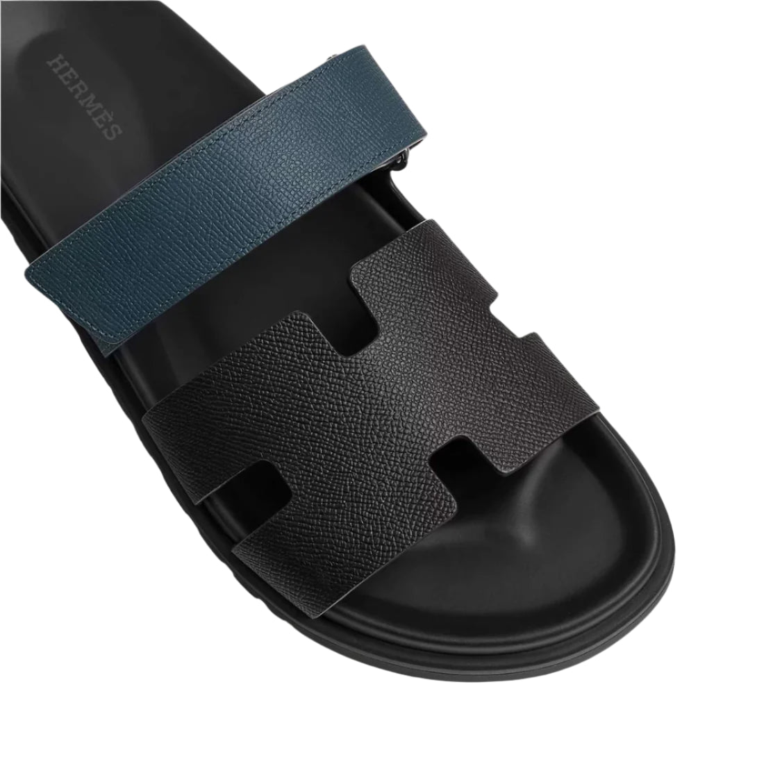 Hermès Chypre Sandal Black with Blue Strap