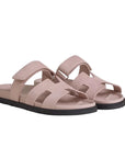 Hermès Chypre Sandals Suede Rose Porcelaine Goatskin