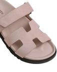 Hermès Chypre Sandals Suede Rose Porcelaine Goatskin