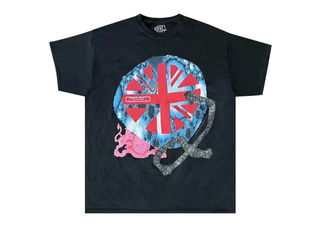 Travis Scott Cactus Jack O2 Live Union Jack T-Shirt Black