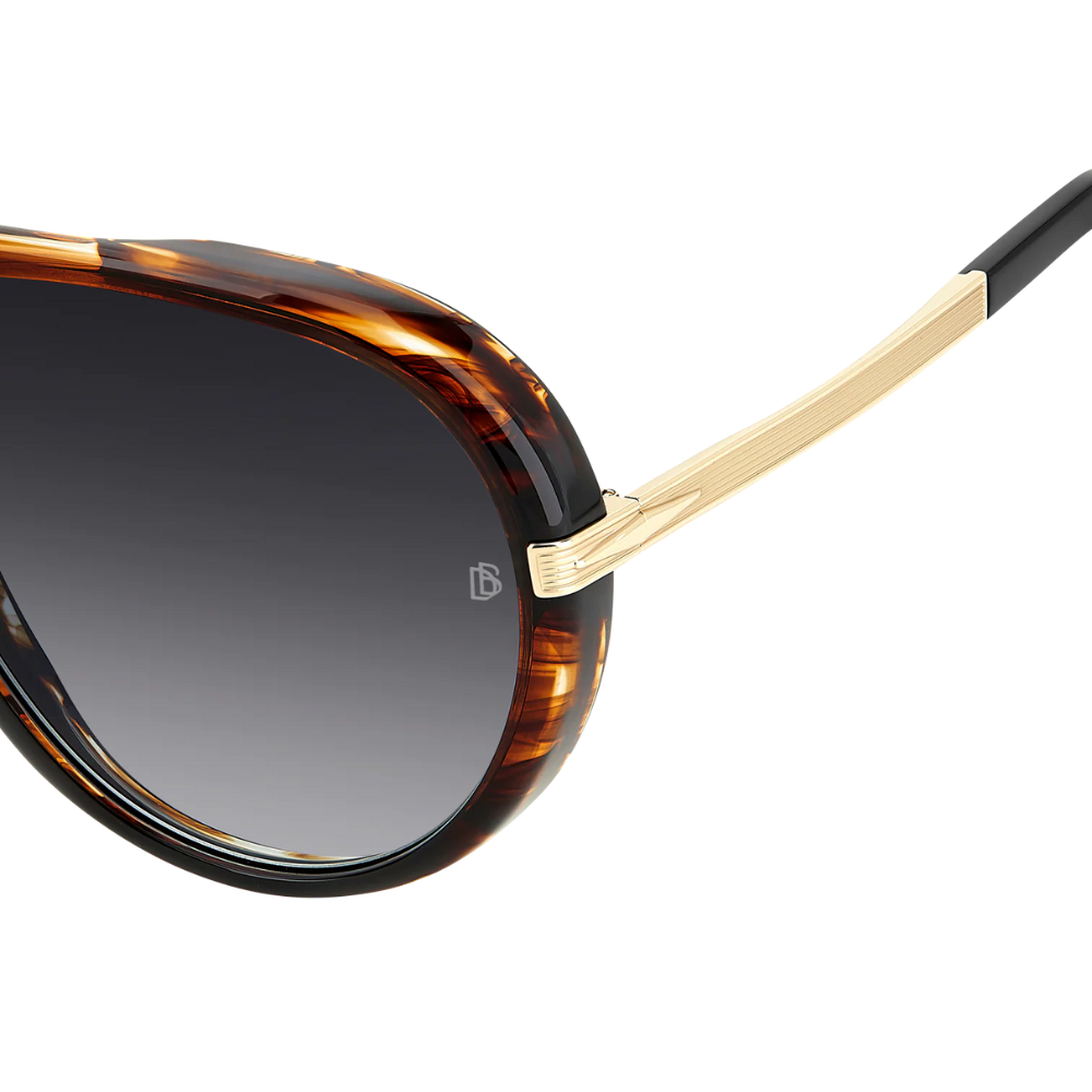 David Beckham DB99 Voyager 21K 30 Brown Horn Gold - Dark Grey Shaded Sunglasses