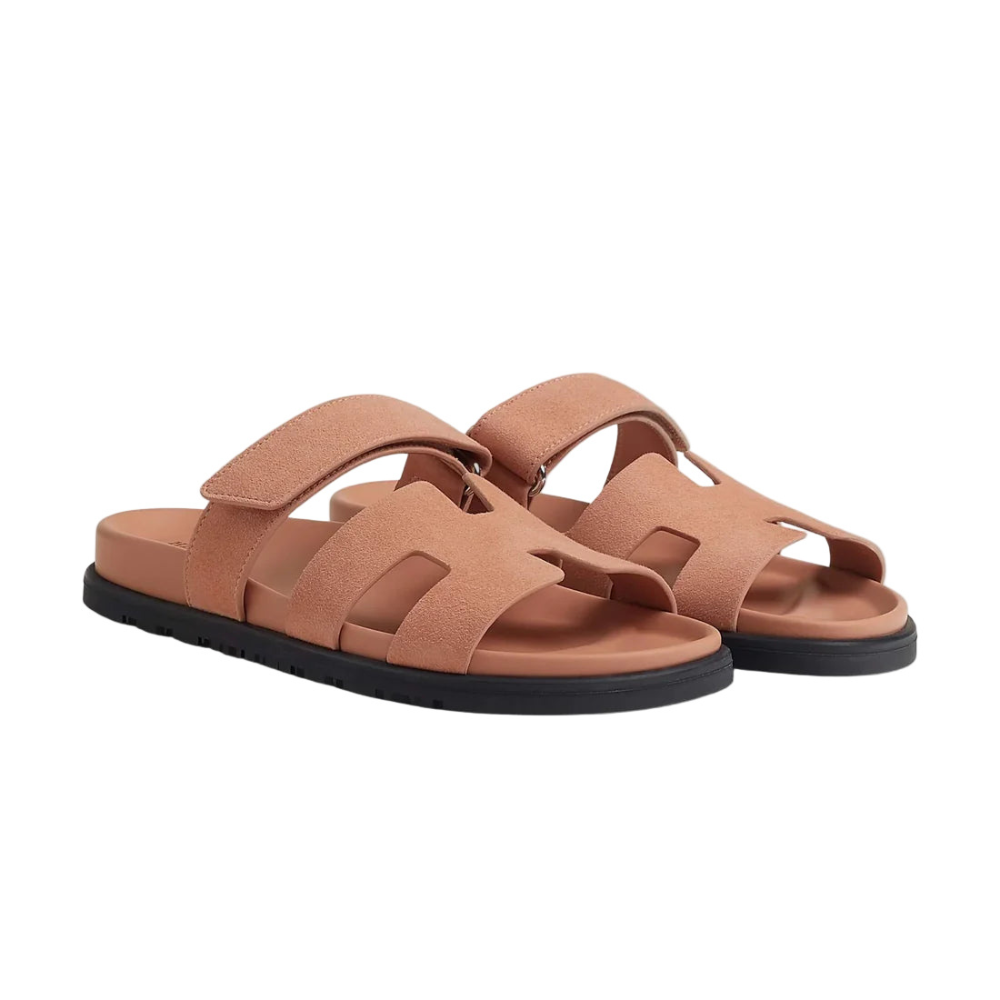 Hermès Chypre Sandals Suede Nude Goatskin