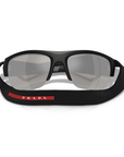 Prada Linea Rossa SPS A01 1B0-05A Nero Opaco Frame Light Grey Silver Mirror Lens Sunglasses