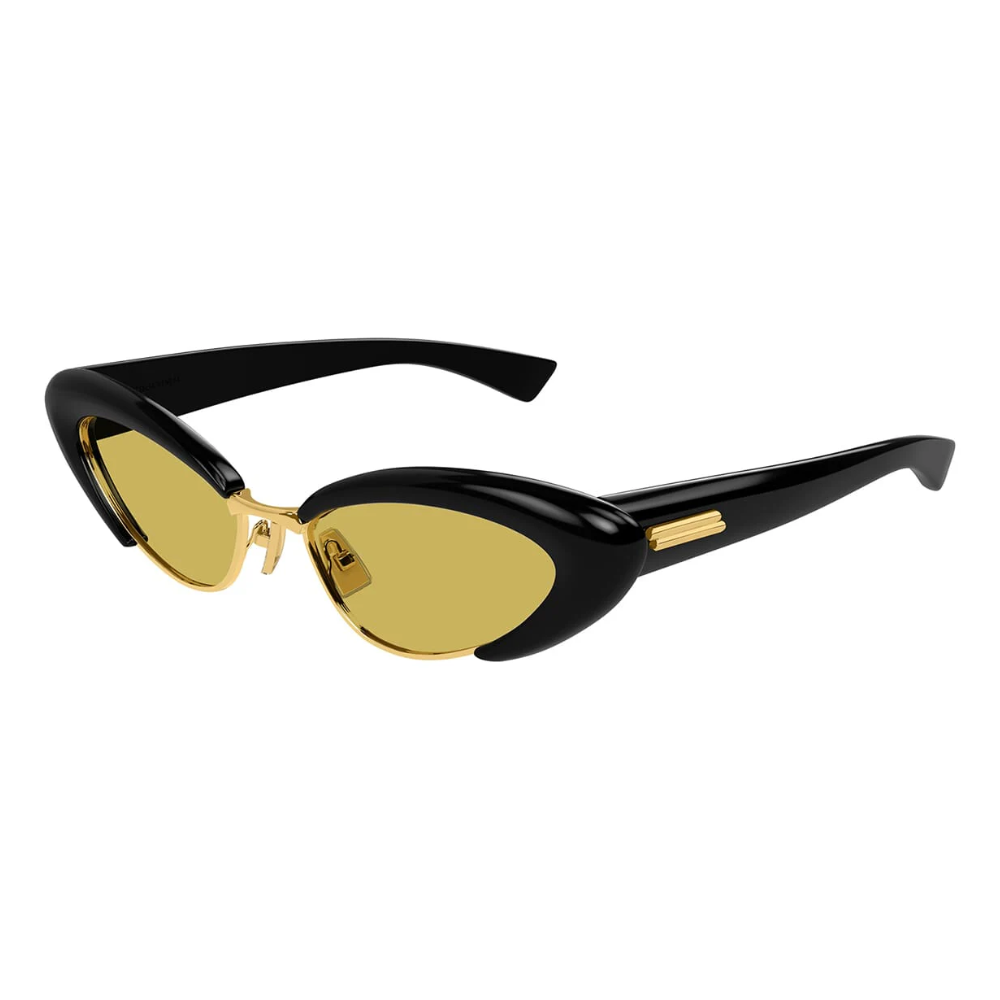 Bottega Venetta BV1387S 001 Black Frame with Yellow Lens Cat Eye Sunglasses