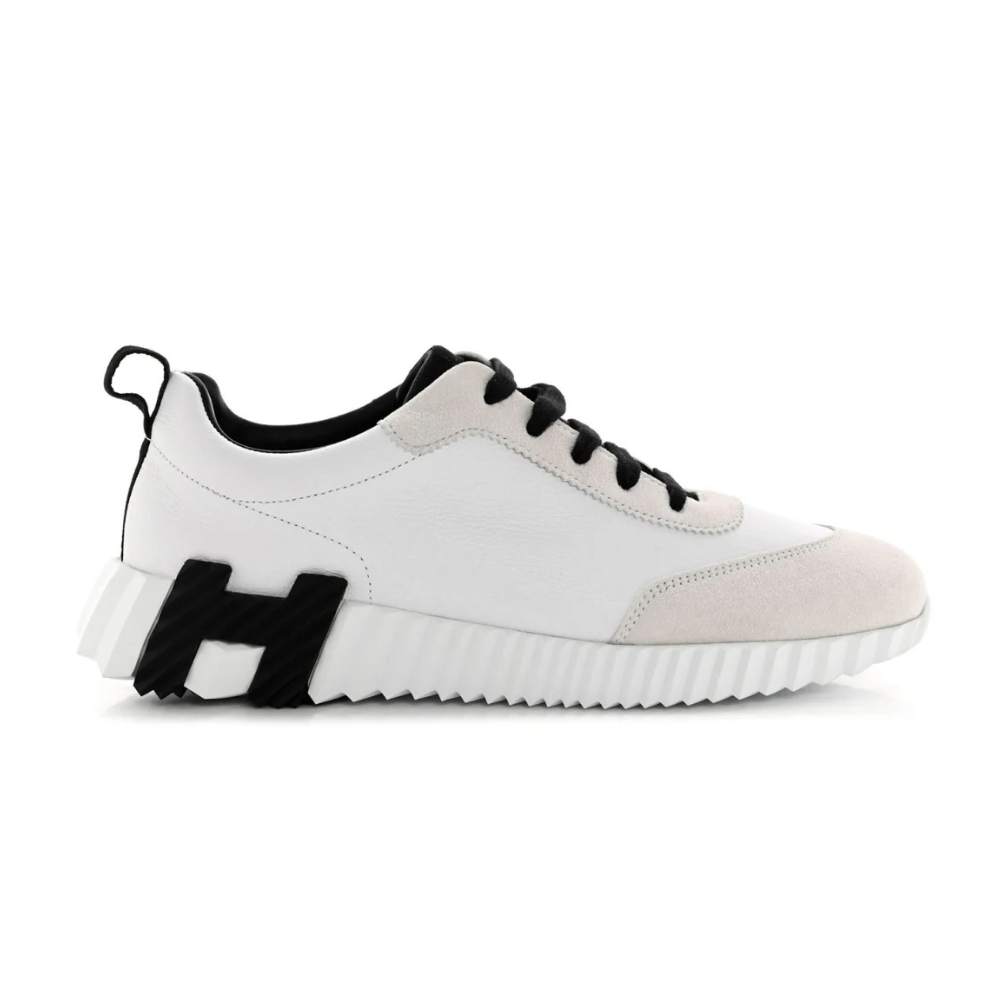 Hermès Bouncing Sneaker Velvet Goatskin Blanc Noir (WHITE BLACK)