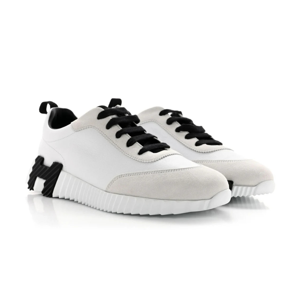 Hermès Bouncing Sneaker Velvet Goatskin Blanc Noir (WHITE BLACK)