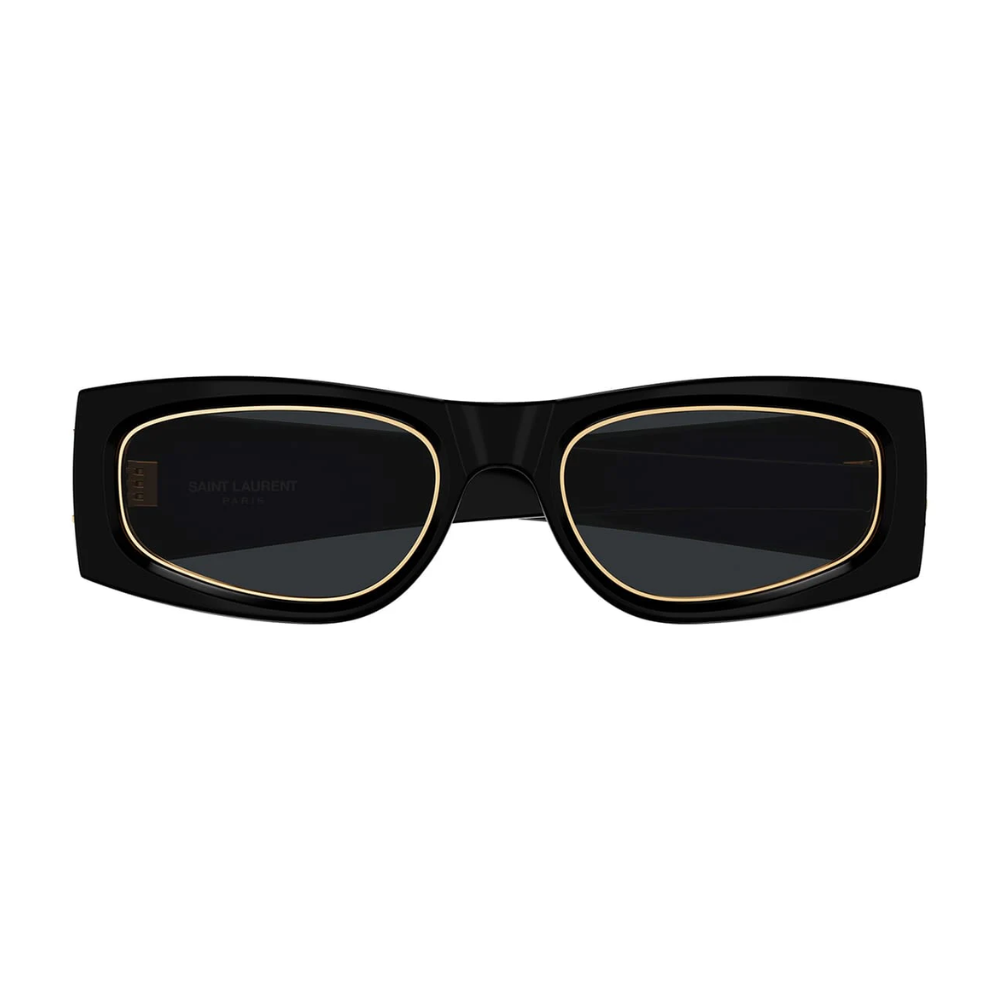 Saint Laurent SLM140RIM 001 Shiny Black Rectangular Sunglasses