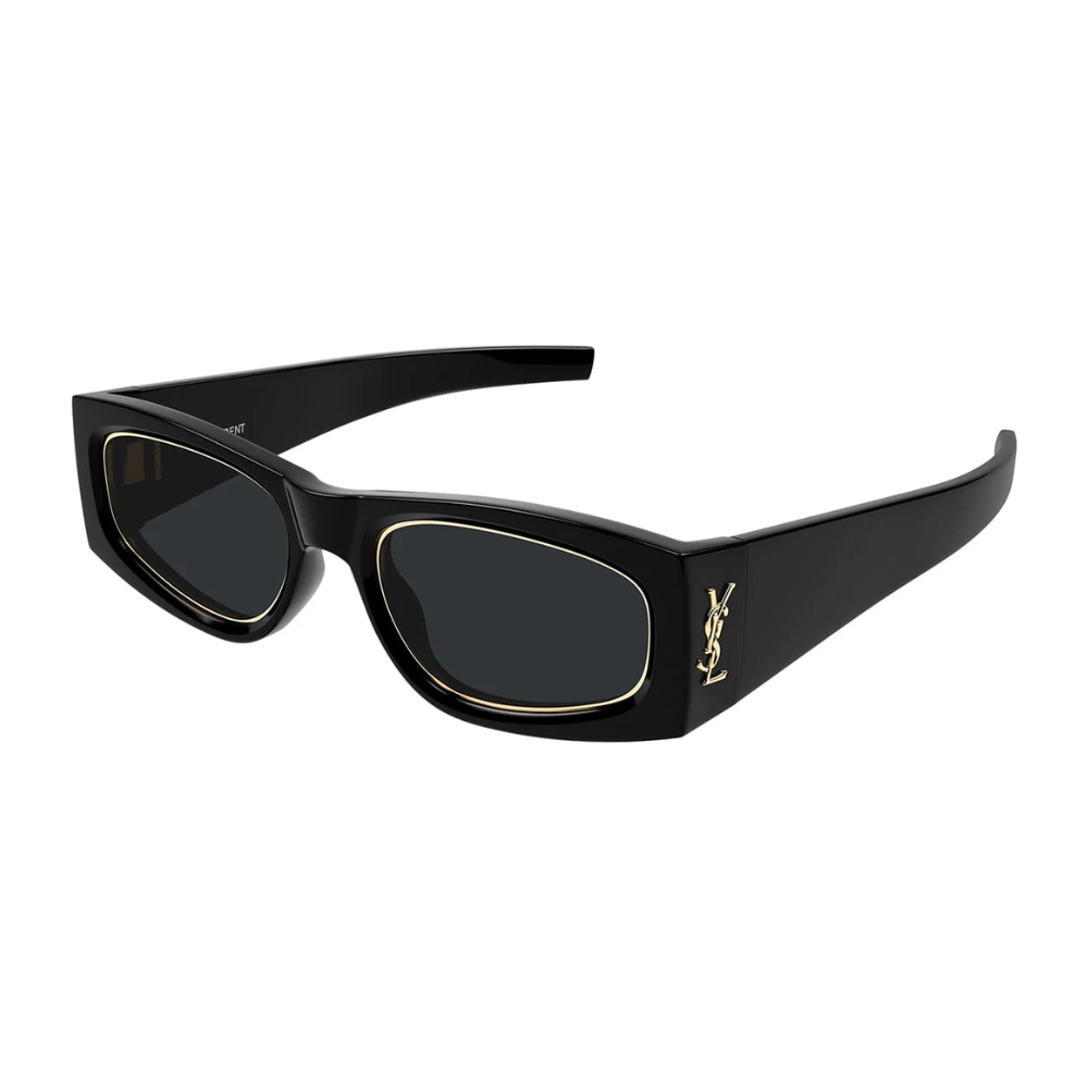 Saint Laurent SLM140RIM 001 Shiny Black Rectangular Sunglasses