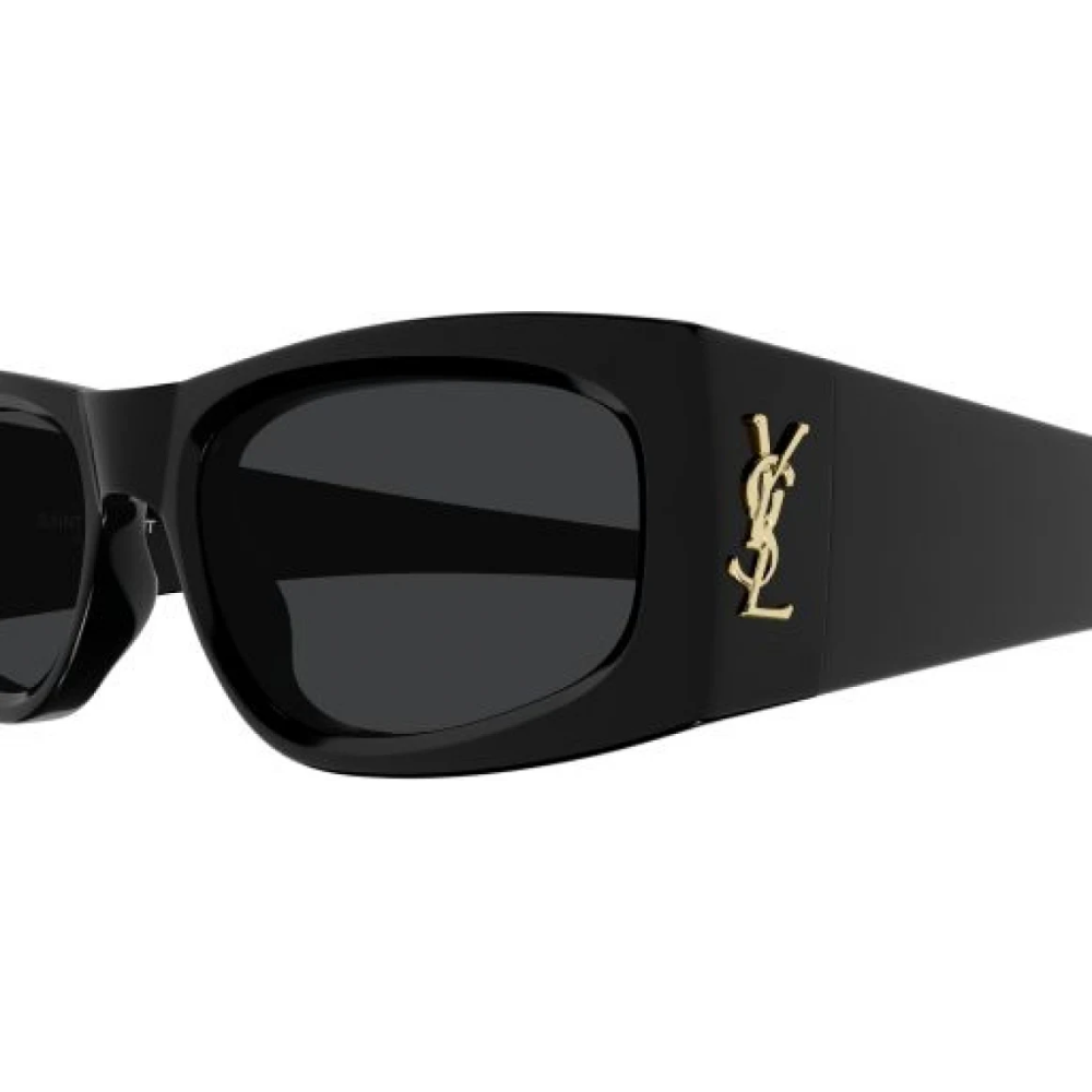Saint Laurent SLM140RIM 001 Shiny Black Rectangular Sunglasses
