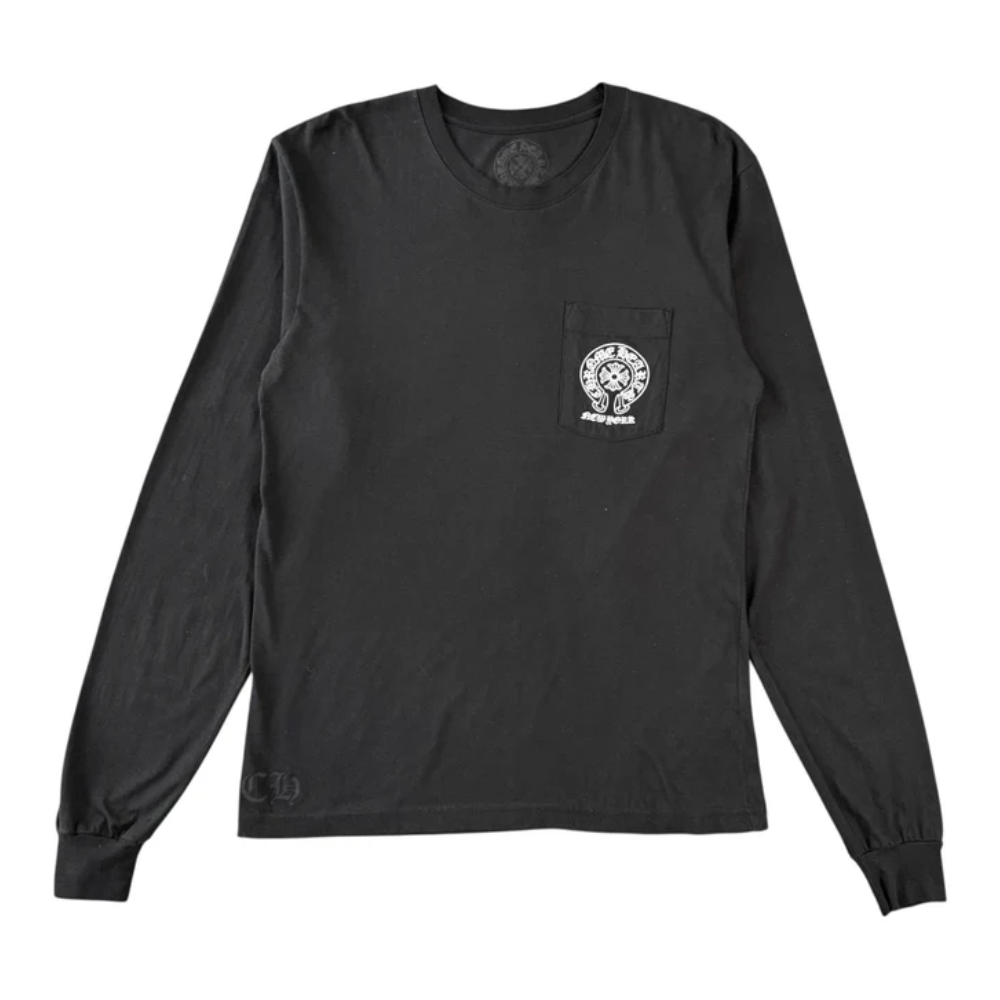 Chrome Hearts NYC Exclusive Horseshoe Floral Logo Long Sleeve Tee Shirt Black