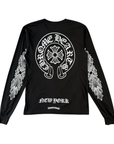 Chrome Hearts NYC Exclusive Horseshoe Floral Logo Long Sleeve Tee Shirt Black