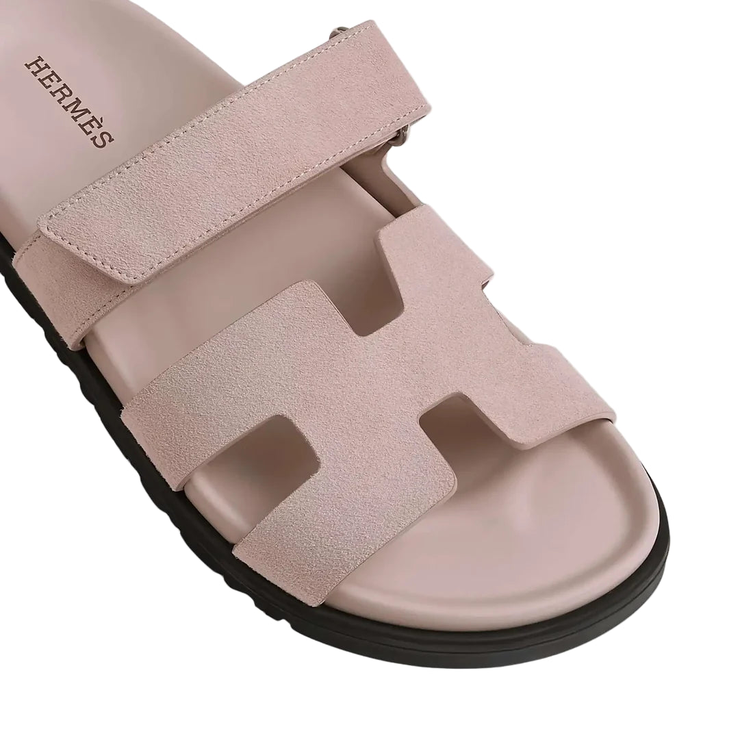 Hermès Chypre Sandals Suede Rose Porcelaine Goatskin